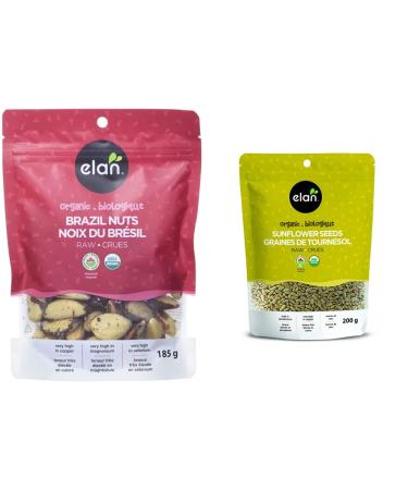 ELAN Organic Raw Brazil Nuts Non-GMO Vegan Gluten-Free Kosher 185g & Organic Sunflower Seeds 200 Gram Brazil Nuts + Sunflower Seeds