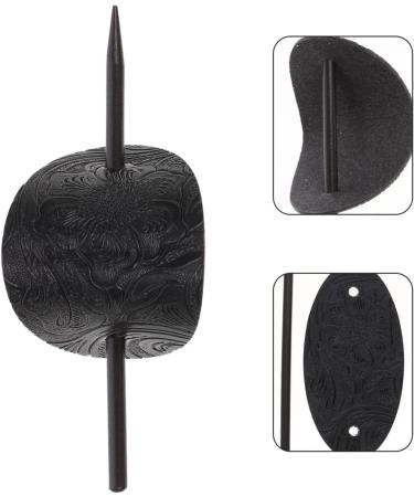 Leather Hair Barrette with Stick Faux Leather Hair Barrettes Stick Hair Clip Hair Stick Ponytail Hair Pin for Women Long Hair Leather Hair Accessories Sritob Black - Buy Online on GoSupps.com
