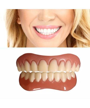 Flipped warm 2 pairs false teeth veneers teeth cosmetic fake teeth provisional dentures artificial teeth dentures white cosmetic teeth temporary prostheses