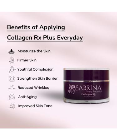Sabrina Beauty Collagen Rx Plus Anti-Aging Face Cream - Day/Night Moisturizer with Hyaluronic Acid Vitamin C & Marine Collagen - Lift & Tighten Skin Texture - 1.7oz - Buy Online on GoSupps.com