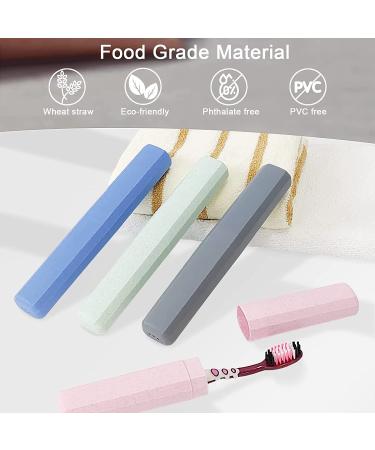 Mulbozy Portable Travel Toothbrush Case - Wheat Straw Holder for Home, Travel, School - 4 Pack in Pink, Blue, Green, Grey - Buy Online on GoSupps.com
