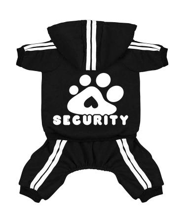 Otunrues Dog Hoodie, Dog Clothes Pullover 4 Legs Dog Jumpsuit Fleece Sweatshirt Security Patterns Dog Outfit Doggie Winter Coat Puppy Hoodied for Small Medium Large Dogs Cats Apparel(Black, XXS) XX-Small Black