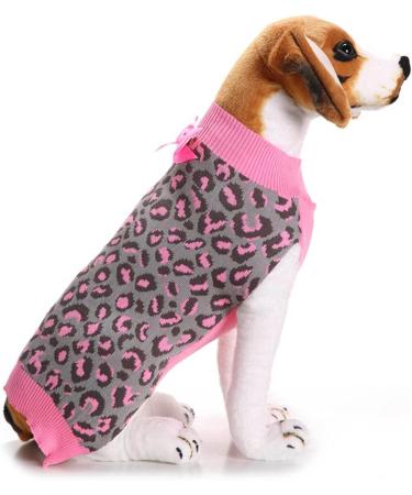 Amaone Chihuahua Puppy Coat - Pink Leopard Knit Jacket for Small Dogs - Buy Online on GoSupps.com