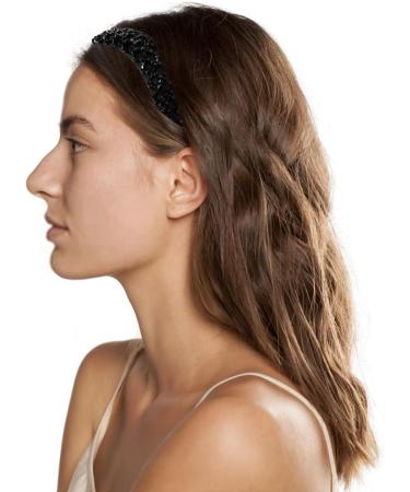 scicent Black Headband Rhinestone Crystal Embellished Hairbands for Women Girls Vintage Padded Non-Slip Head Band Wide Retro Hair Band Fashion Hair Accessories for Wedding - 27603 - Buy Online on GoSupps.com