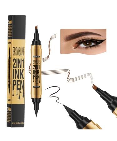 2-in-1 Magic Eyebrow Pencil 2024 New Eyebrow Microblading Pen Upgraded 3D Waterproof Microblading Eyebrow Pencil 4 Tipped Precise Brow Pen (Color : Light Brown+Black)