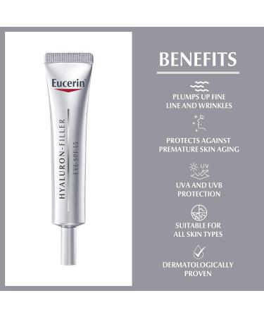 Eucerin Anti-Age Hyaluron-Filler Eye Cream SPF15 15ml | Anti-Aging Hydration for Youthful Eyes - International Shipping Available - Buy Online on GoSupps.com