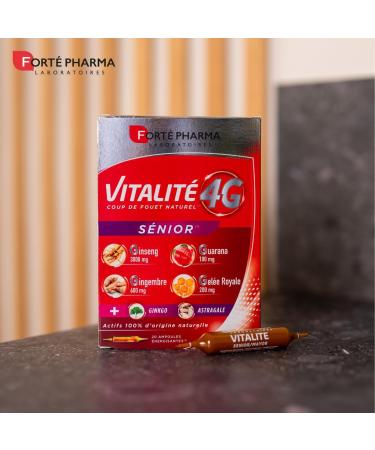 Fort Pharma - Vitality 4G Senior | Energy Supplement - Ginseng Ginger Guarana and Royal Jelly | 20 bulbs - Buy Online on GoSupps.com