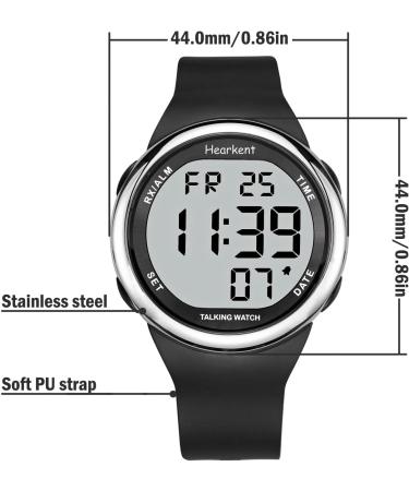 Buy Hearcent Speaking Wristwatch for Visually Impaired | Large LCD Display French Voice | Ideal for Seniors & Blind Users - Buy Online on GoSupps.com