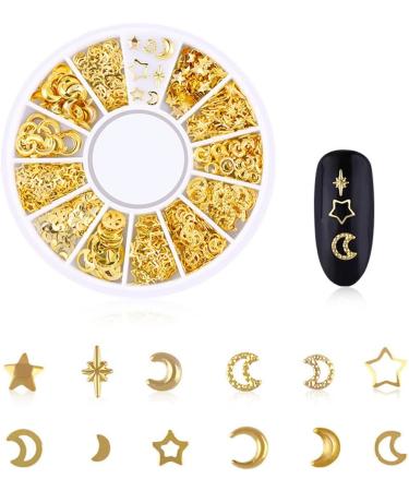 HUPOO Metal Nail Studs Kit - Silver/Rose Gold Star, Moon, Feather, Heart, Triangle, Square Rivet Gems - 3D Nail Art Jewelry Decoration (4 Boxes) - Buy Online on GoSupps.com