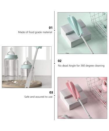 Toyvian Silicone Bottle Brush Set - 2pcs 360 Rotating Baby Bottle Cleaners | Pink & Green Nipple & Pacifier Cleaning Brushes - Buy Online on GoSupps.com