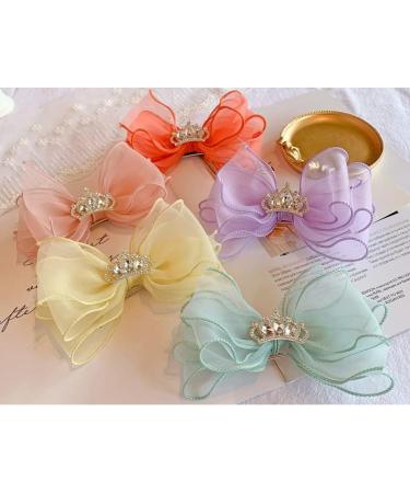 FEIFEI'S BOW Princess Chiffon Diamond Crown Unicorn Hair Clip for Baby Girls - Pale Pink - Buy Online on GoSupps.com
