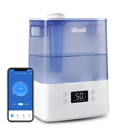 LEVOIT Humidifier for Bedroom Baby Home 6L Large Tank Top-Fill Cool Mist Air Humidifier with Quiet Sleep Auto Mode Smart App & Alexa Control Essential Oil Diffuser 60H Runtime for 47 Blue Blue Cool Mist Humidifier
