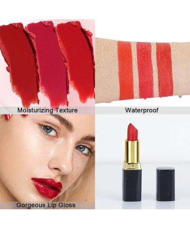 3Pcs Dark Light Bright Red Matte Lipstick Set for Women - Long Lasting Smudge Proof Lipsticks - Ruby Red Lip Stain Makeup Kit - Buy Online on GoSupps.com