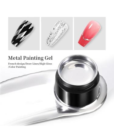 Metallic Gel Nail Polish Silver Gel Nail Polish Mirror Nails Finish Metal Painting Gel Super Glossy Soak off UV/LED Nail Gel 3D Metal Mirror Effect - Buy Online on GoSupps.com