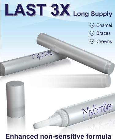 MySmile Teeth Whitening Kit - Enhanced Whitener with 3 Non-Sensitive Syringes & Pens for Coffee, Smoking, Wine, Soda, Tea Stain Removal - Buy Online on GoSupps.com