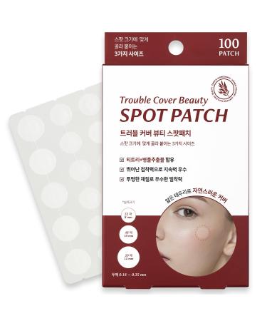 Trouble Cover Calming Clear Spot Patches 100 count - Hydrocolloid Acne Korean Spot Patch to Cover Zits Pimples and Blemishes for Troubled Skin and Face (12mm*20p + 10mm*48p + 8mm*32p)