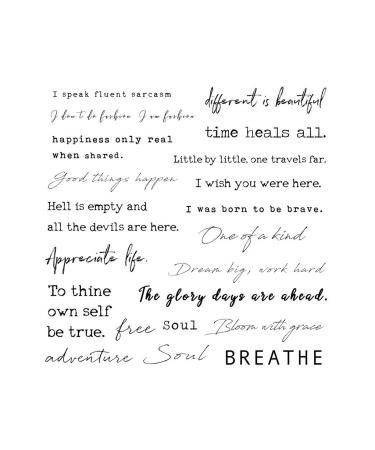 Everjoy Realistic Temporary Tattoos - 20 Individual Line Pcs  Waterproof Inspirational Words for Adult  Women (Words)