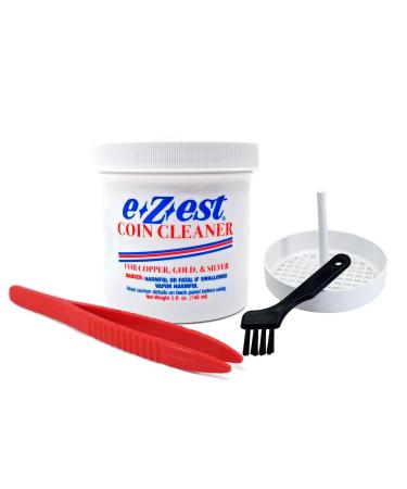 e-Z-est eZest Easy Coin Cleaner Copper Gold Silver Jewelry with Basket Tweezers 5oz