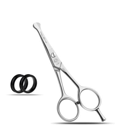 wishbeauty Hairdressing Scissors Kids Safety Round Tips and Curved Hair Scissors Children Haircut Scissors Hair Trimming Scissors Professional Salon Barber Scissors for Baby (Silver 4.5" Straight) Silver 4.5" straight scissors