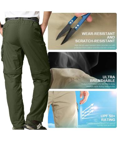 Jessie Kidden Men's Convertible Hiking Pants - Quick Dry Lightweight Zip Off Safari Pants 34 - Army Green - Buy Online on GoSupps.com