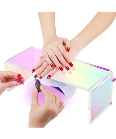 Acrylic Nail Arm Rest Cushion Aurora Transparency Manicure Hand Rest for Nails Thickened Nail Armrest Stand Sturdy Stable Hand Pillow Nail Arm Holder for Nail Tech Use Nail Salon Manicure Table