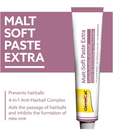 GimCat Malt-Soft Paste Extra - This anti-hairball cat snack aids passage of hairballs - 1 tube (1 x 50 g) 50 g (Pack of 1) - Buy Online on GoSupps.com