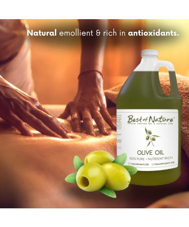 Best of Nature 100% Pure Olive Massage & Body Oil - Cold Pressed Unscented Moisturizer for Skin & Hair Bath Oil Half Gallon (64 fl oz) - Buy Online on GoSupps.com
