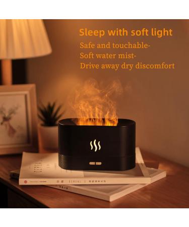 Simulated Flame Air Diffuser | Essential Oil Diffuser | Mini Portable Cool Mist Humidifier for Home Office Yoga & Spa | Waterless Auto Off | Travel-Friendly (White/Black - Buy Online on GoSupps.com