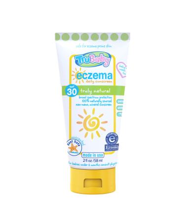 TruBaby Daily Eczema SPF 30+ Sunscreen - NEA-Accepted for Eczema, UVA/UVB Protection for Sensitive and Irritated Skin, Unscented, Reef Safe, Planet-Friendly, Non-Nano, 2.0 oz