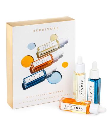 Herbivore Botanicals Mini Facial Oil Trio – Gift Box with Travel Size Lapis, Phoenix and Orchid Facial Oil (0.3 fl oz each)