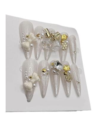 Handmade Christmas Nail Art with Wearable Nail Stickers and Removable Fake Nails(XS)