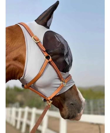 TGW RIDING Horse Fly Mask Super Comfort Horse Fly Mask Elasticity Fly Mask with Ears(L Light Gray) L Light Gray - Buy Online on GoSupps.com
