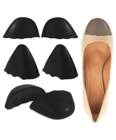 2 Pairs Shoe Filler Inserts for Shoe Unisex Toe Cushion Fillers for Women Girls Black Heel Grips Liner Insert Shoe Filler for Too Big Shoes for High Heels Casual(Point Head + Round Head) (Black)