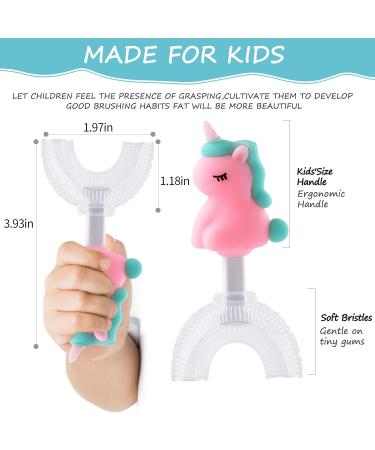 RZM Kids U-Shaped Cartoon Toothbrush | Soft Silicone Brush Head | Age 2-6 Years | 360 Oral Cleaning Design | Pink - Buy Online on GoSupps.com