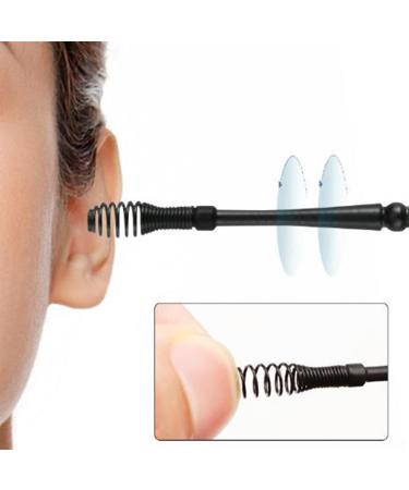 Spiral Ear Wax Remover Set - Metal 3PCS Ear Cleaner Kit - Double Ended Scraper Two-in-One Design (Black)