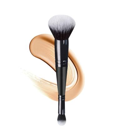 Foundation & Concealer Brush - Dual-Ended Makeup Applicator for Flawless Liquid Cream Powder Finish - Cruelty-Free (Black)