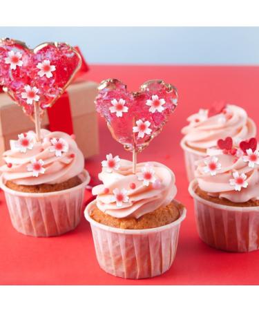 Uposao 100 Pieces Edible Flowers Cupcake Toppers Sticky Rice Paper Decorative Cake Decorations Birthday Party Food Decorations 100Pcs - Buy Online on GoSupps.com