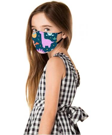 5PC Kids Face_Masks Washable Cute Printed Cloth Face Mask for Kids Girls Boys Cotton Masks for Children Face Cover Protection - Buy Online on GoSupps.com