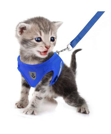 Femax dog harness for dogs anti-train breast harness Break-proof cat dishes with leash reflective puppy dishes adjustable for small dogs cats XS (breast 26-29 cm) blue