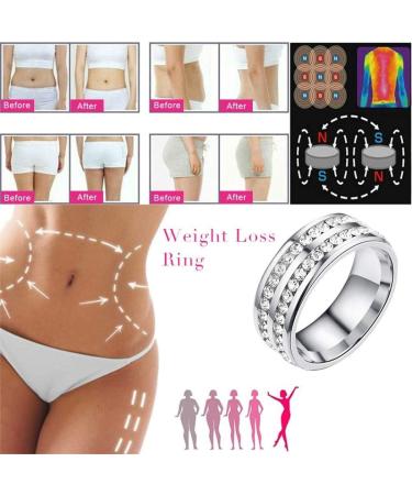 WaNana Fashion Titanium Steel Double-Row Drill Ring Micro Magnetic Weight Loss Ring Fat Burning Slimming Finger Ring Slim Tools Slimming Product Silver 8 - Buy Online on GoSupps.com