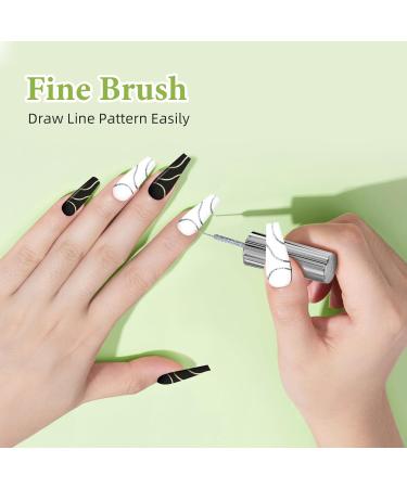 Nail Art Polish Set Gel Liner Nail Art Kit For Nail Design Polish Gel Art Paint For Nail 4 Colors Black White Glitter Silver Gel Nail Polish Soak off Curing Requires 8ml with Thin Nail Art Brush 4-color - Buy Online on GoSupps.com