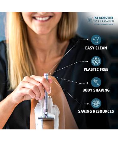 Buy MERKUR 24C Safety Razor for Women - Extra Long Handle 10 Double Edge Blades Chrome Finish - Made in Germany - International Shipping Available - Buy Online on GoSupps.com