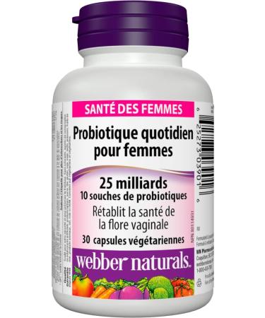 Webber Naturals Probiotic Women s Daily 25 Billion Active Cells 10 Probiotic Strains 30 Capsules Helps Restore Healthy Vaginal Flora Vegan Nutritional Supplement - Buy Online on GoSupps.com