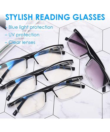 TERAISE Anti-UV Reading Glasses 4-Pairs Blue Light Blocking Readers | Men and Women | 3 Black + 1 Sun | 2.25x - Buy Online on GoSupps.com