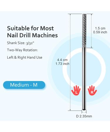 CGBE Nail Miller Attachments - 3/32 Wolfram Carbide Nail Drill Bits for Manicure & Pedicure Long-Barrel Skin Remover Medium Grain Buffers - Buy Online on GoSupps.com