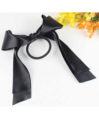 Inilbran Boho Silk Hair Bow Rope Scrunchies Black Silky Hair Band Hair Ties Vintage Elastic Hair Bands Ropes French Bowknot Ponytail Scrunchy Hair Ties Hair Accessories for Women and Girls Headdress - Buy Online on GoSupps.com