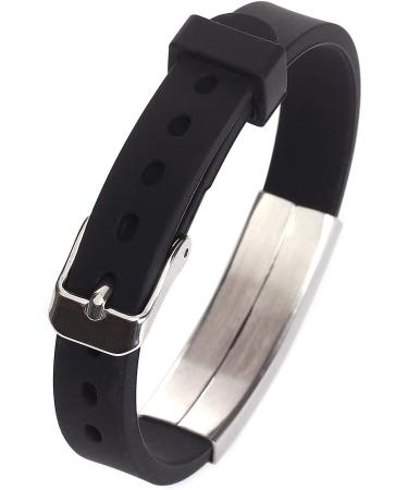 Epilepsy Medical Alert ID Bracelet - Adjustable Silicone Wristband for Kids Women & Men - Black Color - Buy Online on GoSupps.com