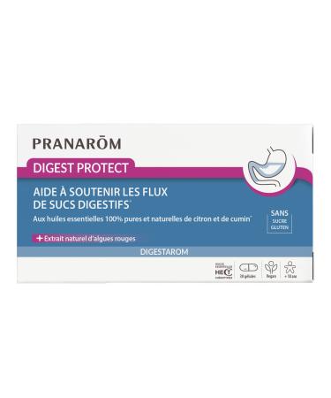 PRANAR M - Digestarom - Digest Protect - Soutient Les Flux De Sucs Digestifs - Huiles Essentielles De Citronnier Et Cumin 100% Pure Et Naturelle - Extrait Naturel D'Algues Rouges - Vegan - 30 G lules