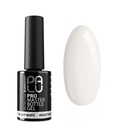 PALU salon system PALU 2-in-1 Coloured Builder Gel for Nails - UV/LED Gel Bottle with Brush - Medium Consistency Self-Leveling One Phase Formula - PRO MASTER BOTTLE GEL 11g Bright White