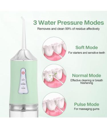Portable Professional Dental Flosser - USB Rechargeable Oral Irrigator with 4 Jets 3 Modes & 360 Rotation (Green) | International Shipping Available - Buy Online on GoSupps.com